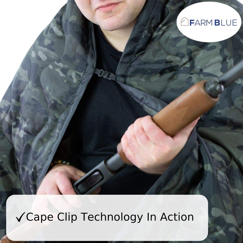 Farm Blue بطانية عسكرية كامو زرقاء وسوداء خفيفة الوزن - بطانية ووبية - بطانية بطانية متعددة الوظائف لجميع الأحوال الجوية - معدات التخييم، الرحلات والتخييم في الهواء الطلق - Image 2